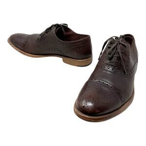 Aston Grey Brown Crocket Leather Oxfords men shoes  Size 8